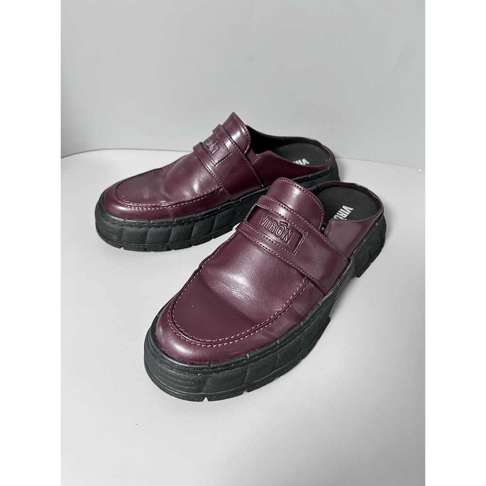 $195 Virón Women's Chunky Purple Burgundy Slides Mules Loafers Shoes Clog 41 /10